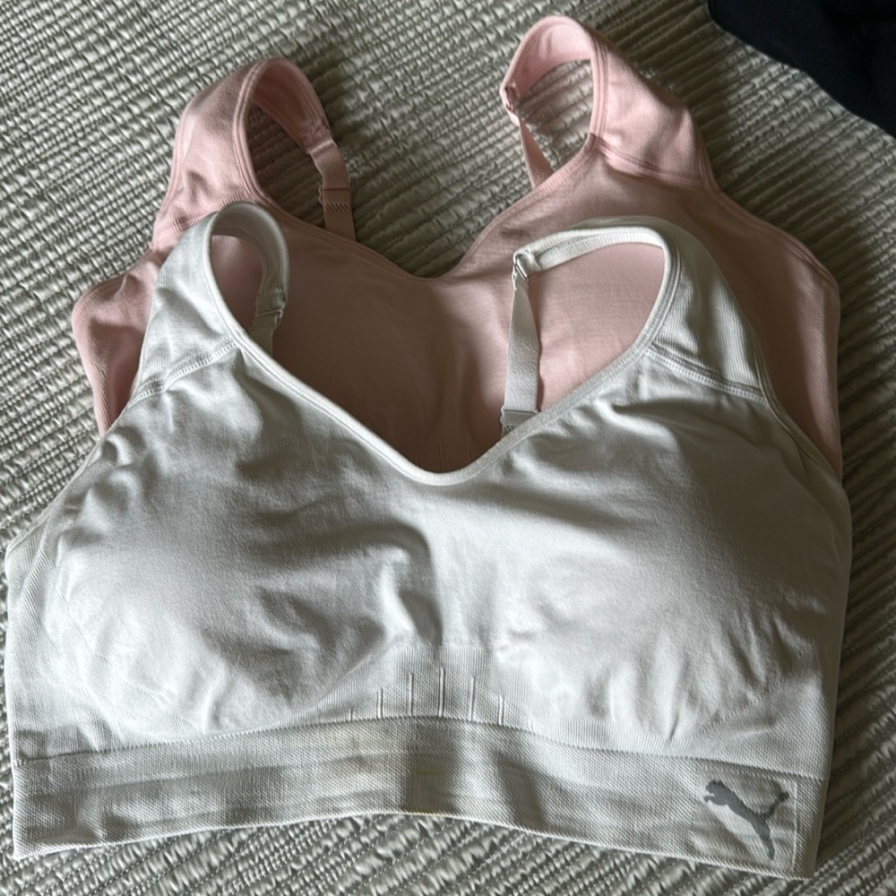 Puma sports bras-XL. One white, one pink.
